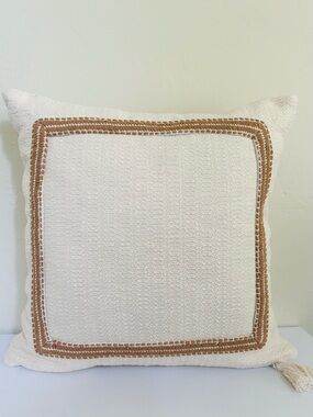 Threshold Designed with Studio McGee Embroidered Frame Square Throw Pillow NWT